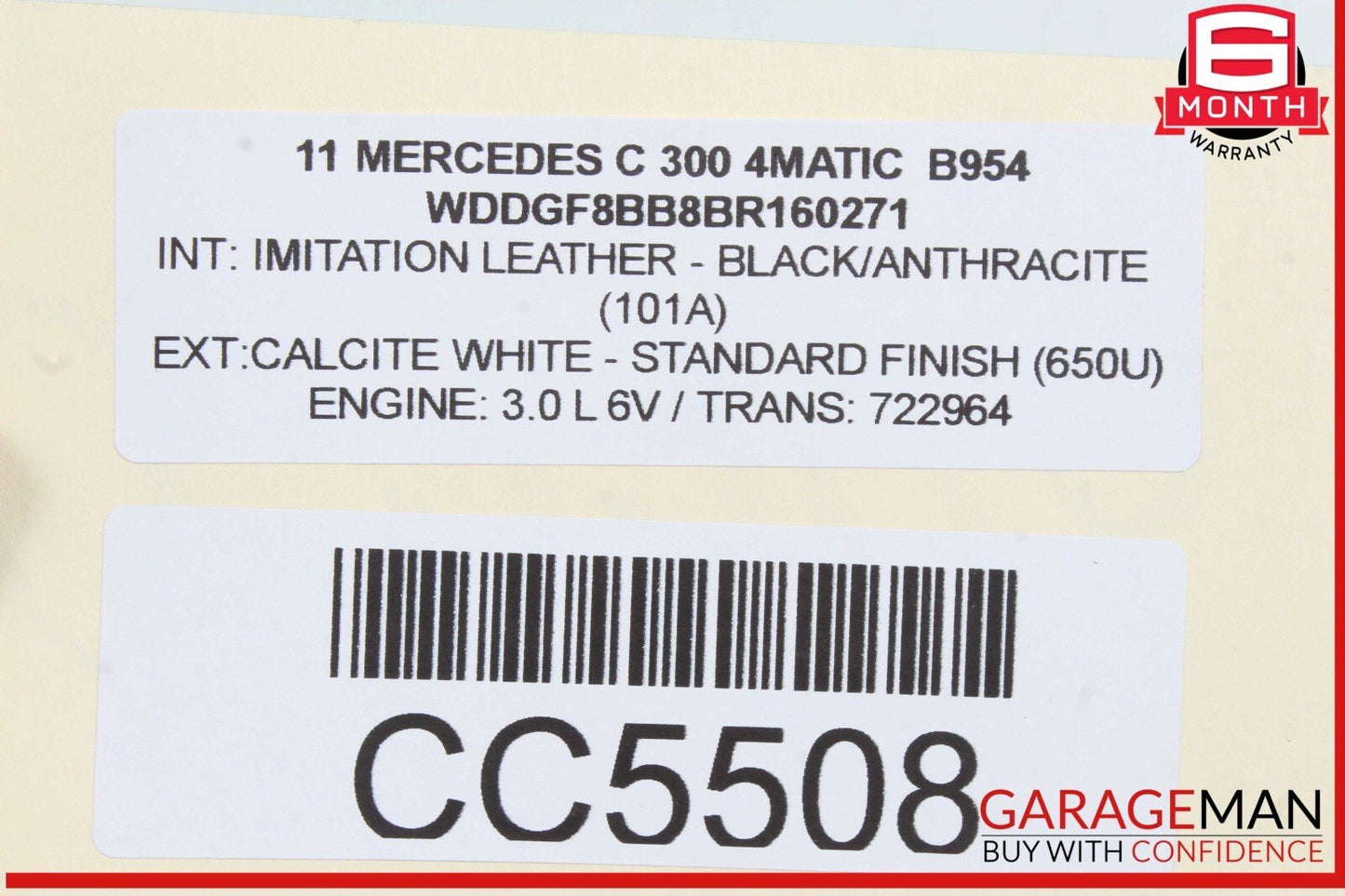 08-14 Mercedes W204 C300 Sedan Front Left Side Top Upper Seat Cushion OEM