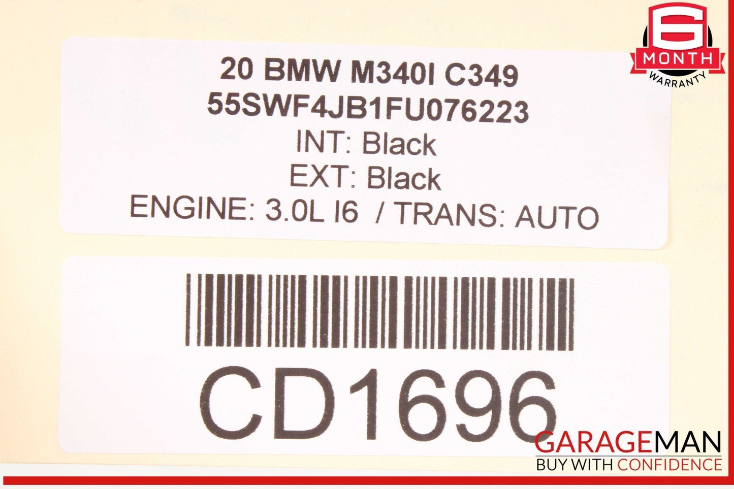 19-24 BMW M340i 330i G20 Rear Left Driver Side Door Cover Panel Black OEM
