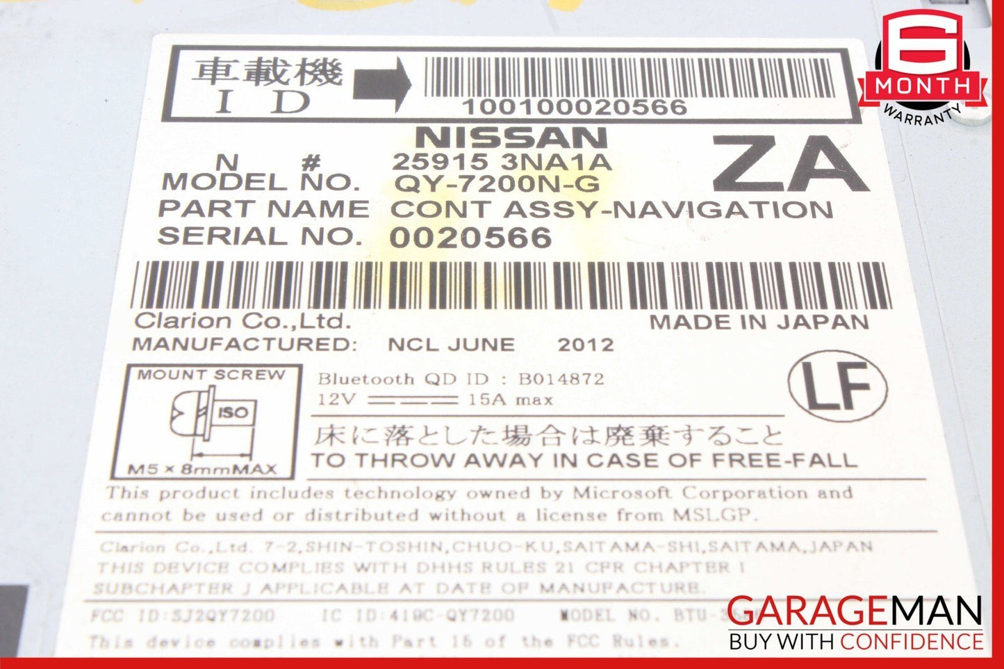 11-12 Nissan Leaf CD Radio GPS Navigation Display Touch Screen OEM
