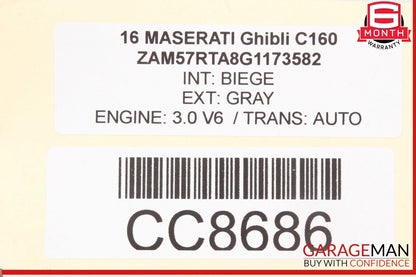 14-22 Maserati Ghibli M157 Rear Right Passenger Side Interior Door Panel OEM
