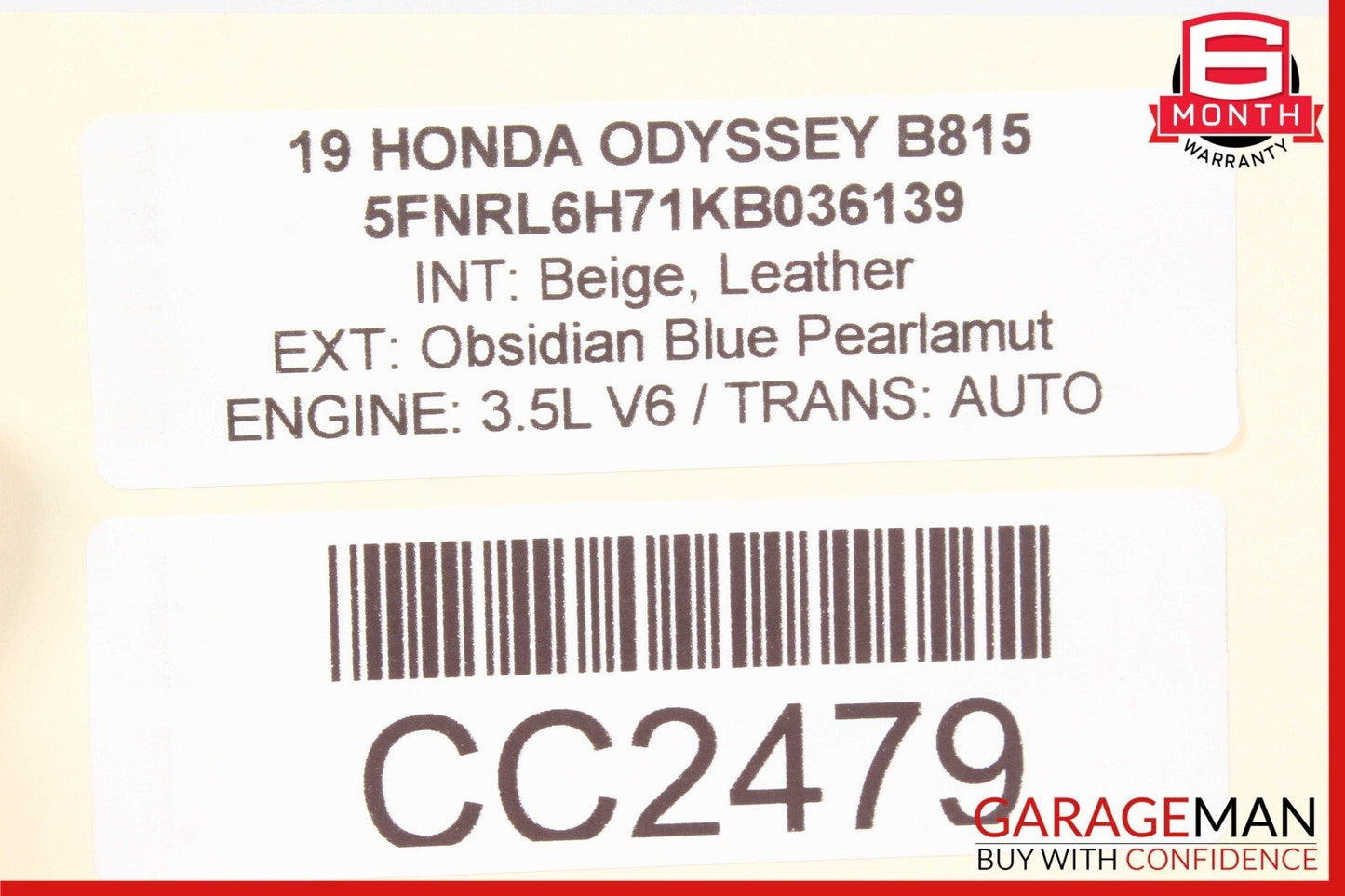 18-23 Honda Odyssey Front Right Passenger Side Door Shell Panel Cover OEM