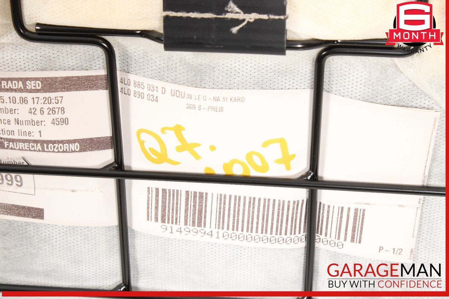 07-15 Audi Q7 Rear 3rd Row Lower Seat Bench Cushion Cover OEM