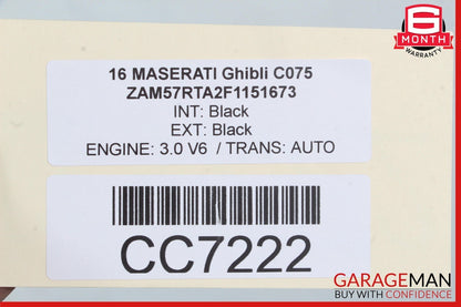14-17 Maserati Ghibli Rear Deck Shelf Packege Tray Trim Panel Shell OEM