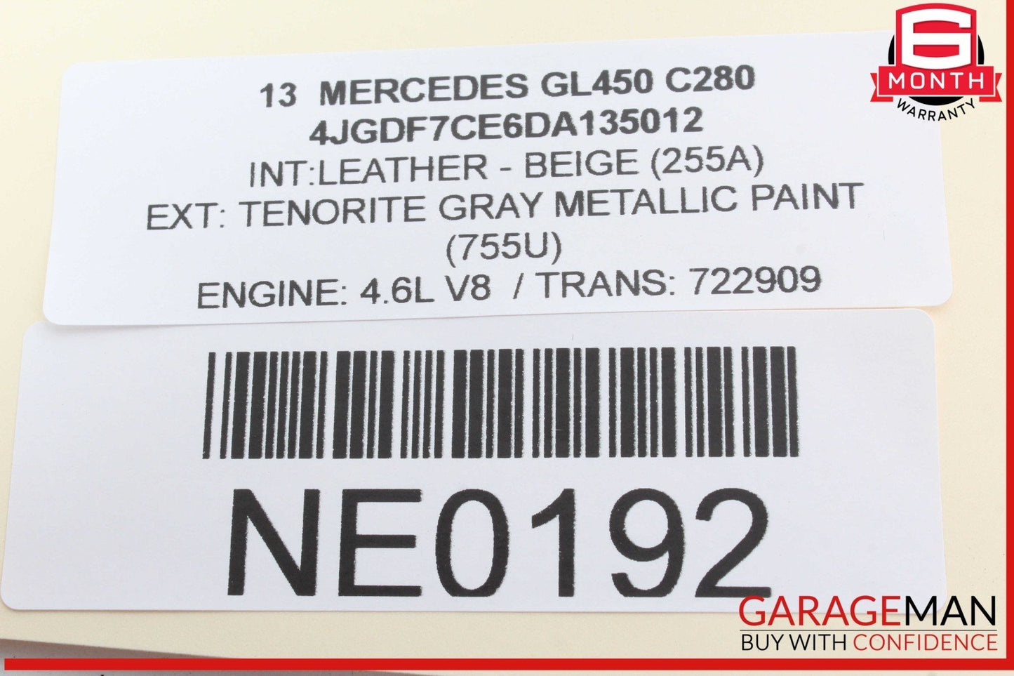 13-16 Mercedes X166 GL450 GL550 Rear Right Side Inner Tail Light Lamp OEM