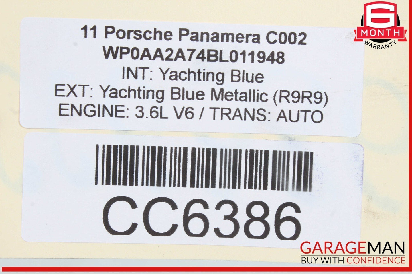 10-16 Porsche Panamera 970 Front Left Driver Side Exterior Door Shell Frame OEM