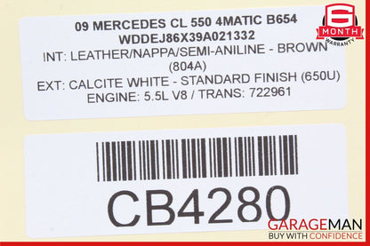 07-10 Mercedes W216 CL550 S550 Overhead Dome Light Sunroof Control Assy Gray OEM
