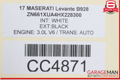 17-22 Maserati Levante M161 Front Left Lower Bottom Seat Cushion Black OEM