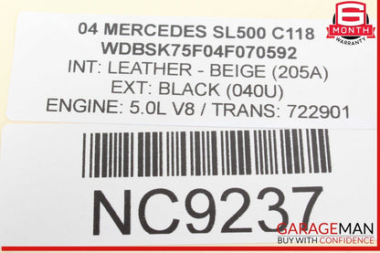 03-12 Mercedes R230 SL500 SL550 Steering Wheel Airbag Air Bag SRS OEM