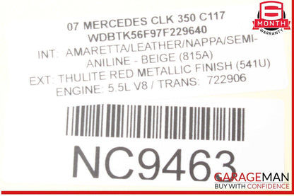 05-12 Mercedes W209 CLK350 ML350 SLK300 Fuel Injector Rail w/ Fuel Injectors OEM