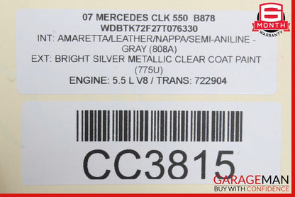 06-09 Mercedes W209 CLK550 Front Left Driver Side Interior Door Panel Gray OEM