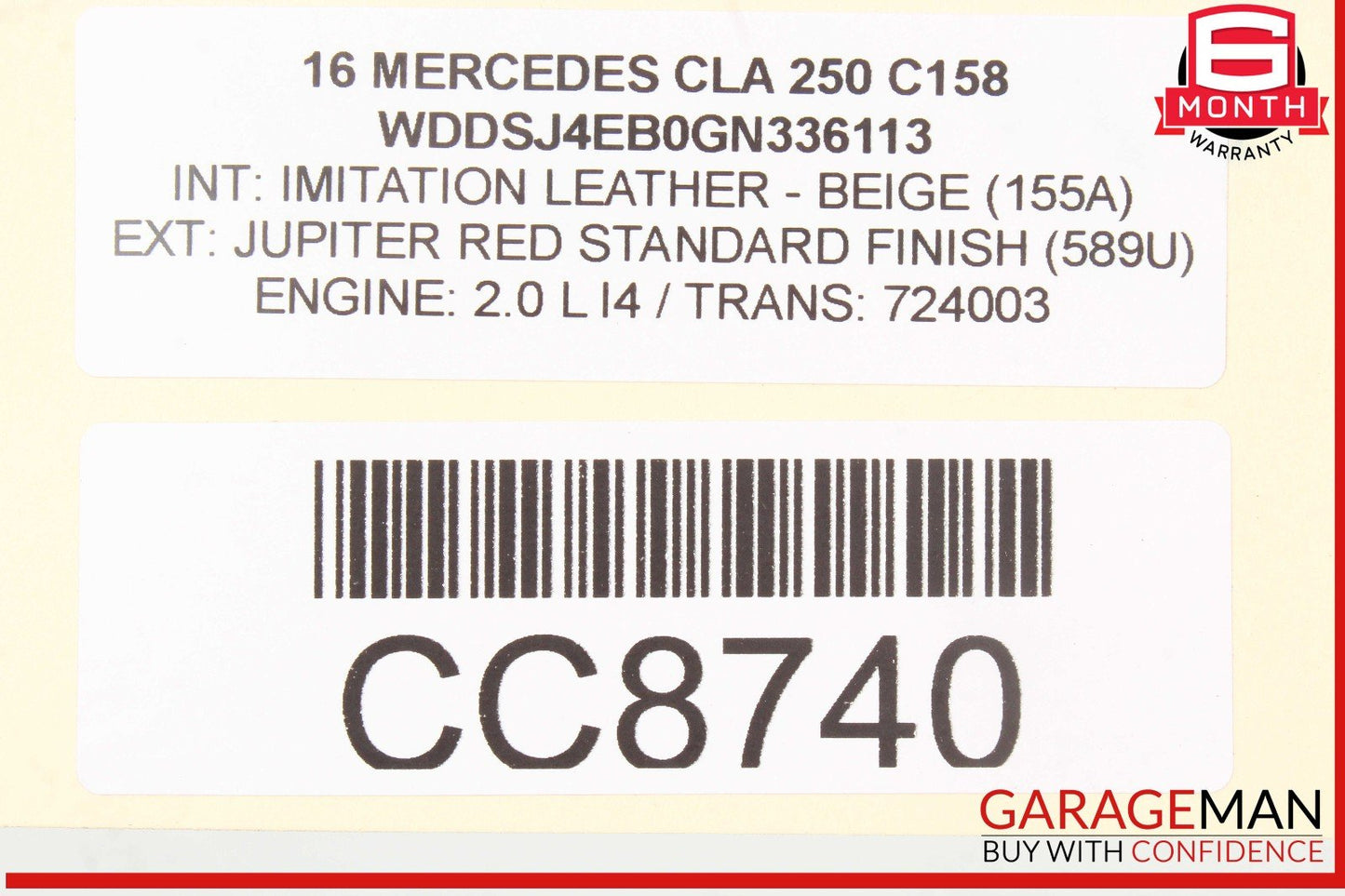 14-20 Mercedes W117 CLA250 Rear Stabilizer Sway Bar w/Links 2463203911 OEM