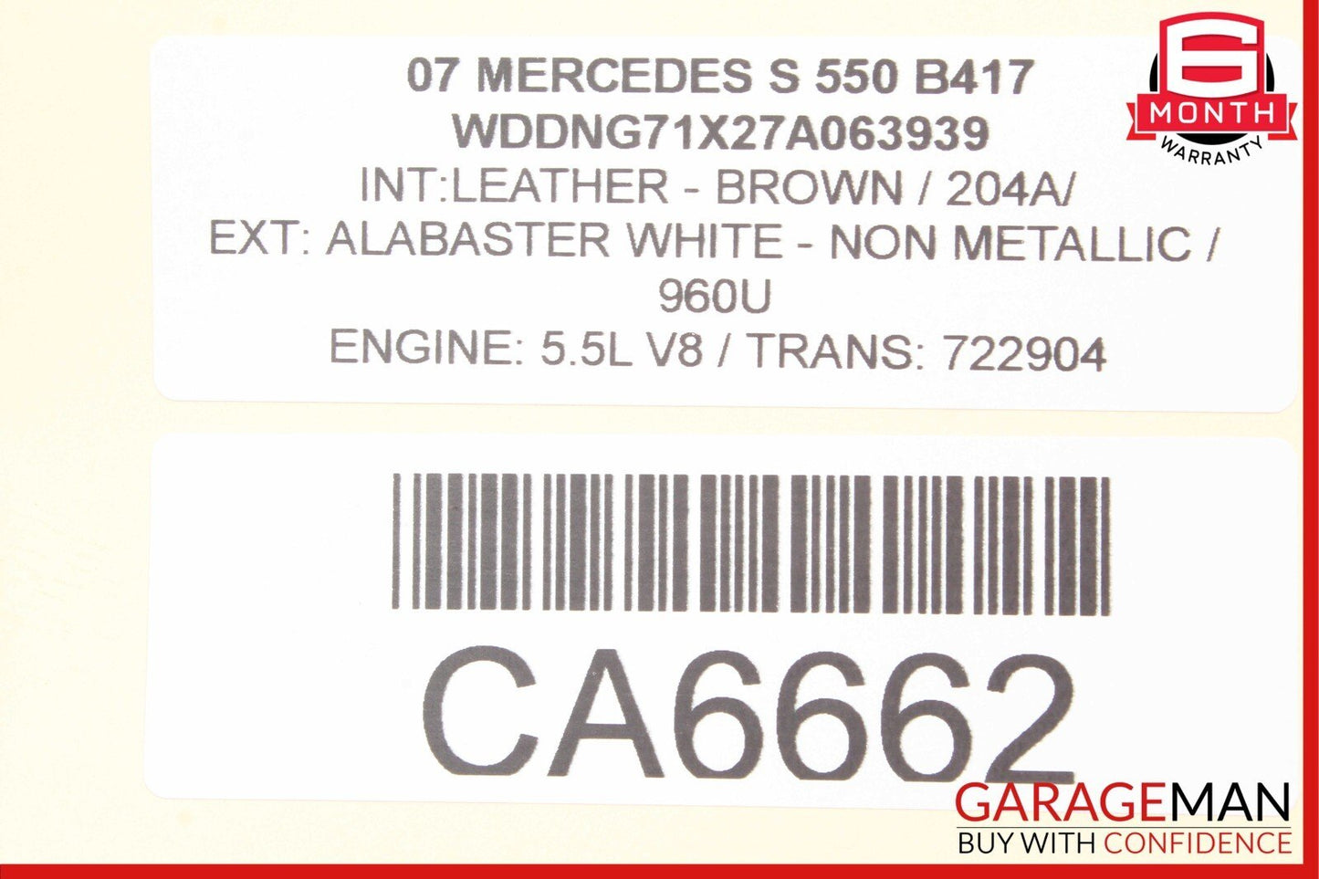 07-11 Mercedes W221 S550 CL550 5.5 V8 Exhaust Manifold Right Passenger Side OEM