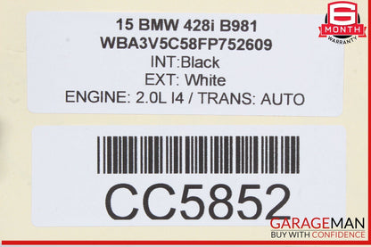 14-20 BMW 428i Convertible Center Roof Shell White OEM