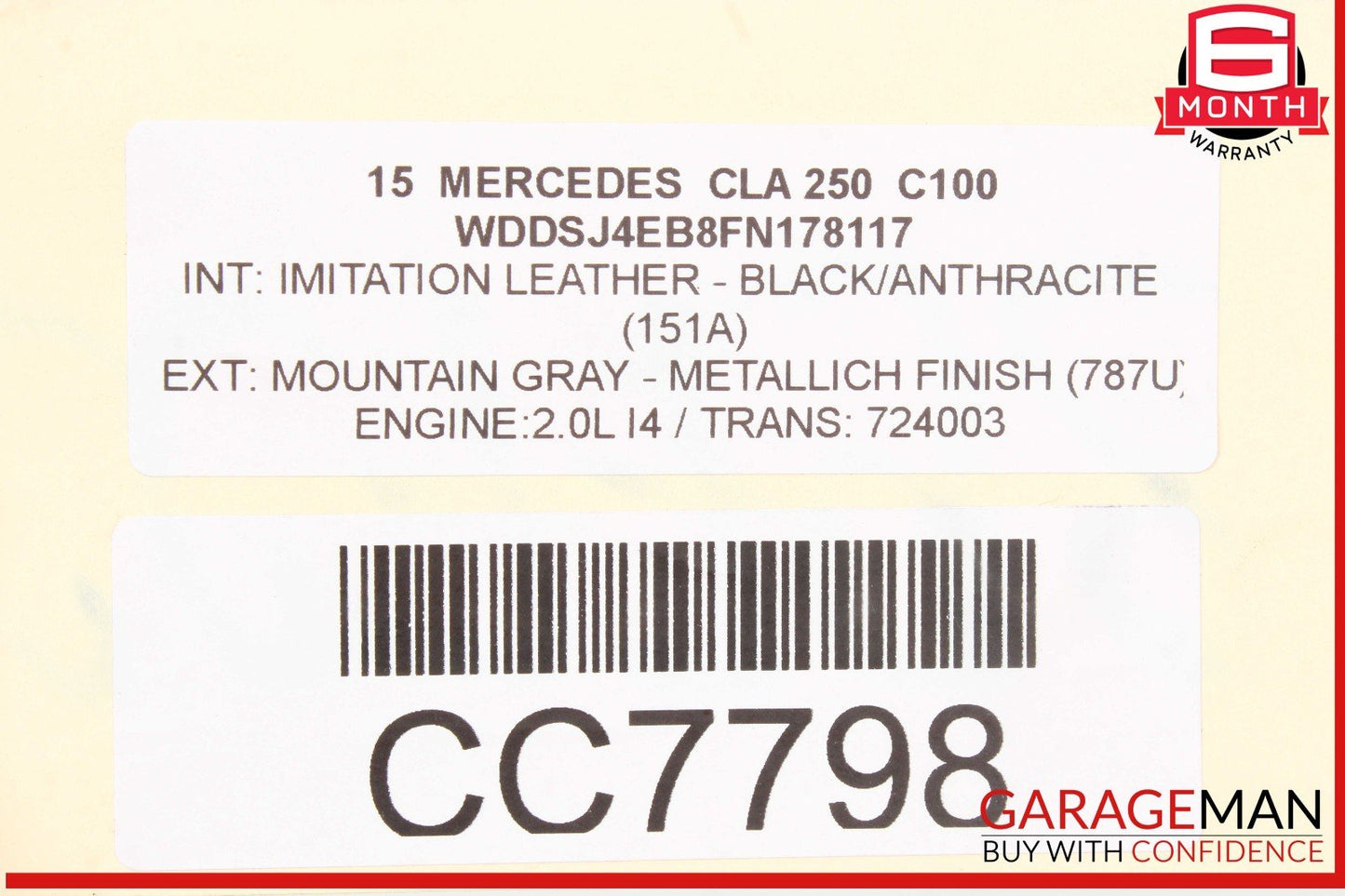14-19 Mercedes W117 CLA250 Rear Right Side Exterior Door Shell Panel OEM