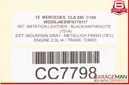14-19 Mercedes W117 CLA250 Rear Right Side Exterior Door Shell Panel OEM