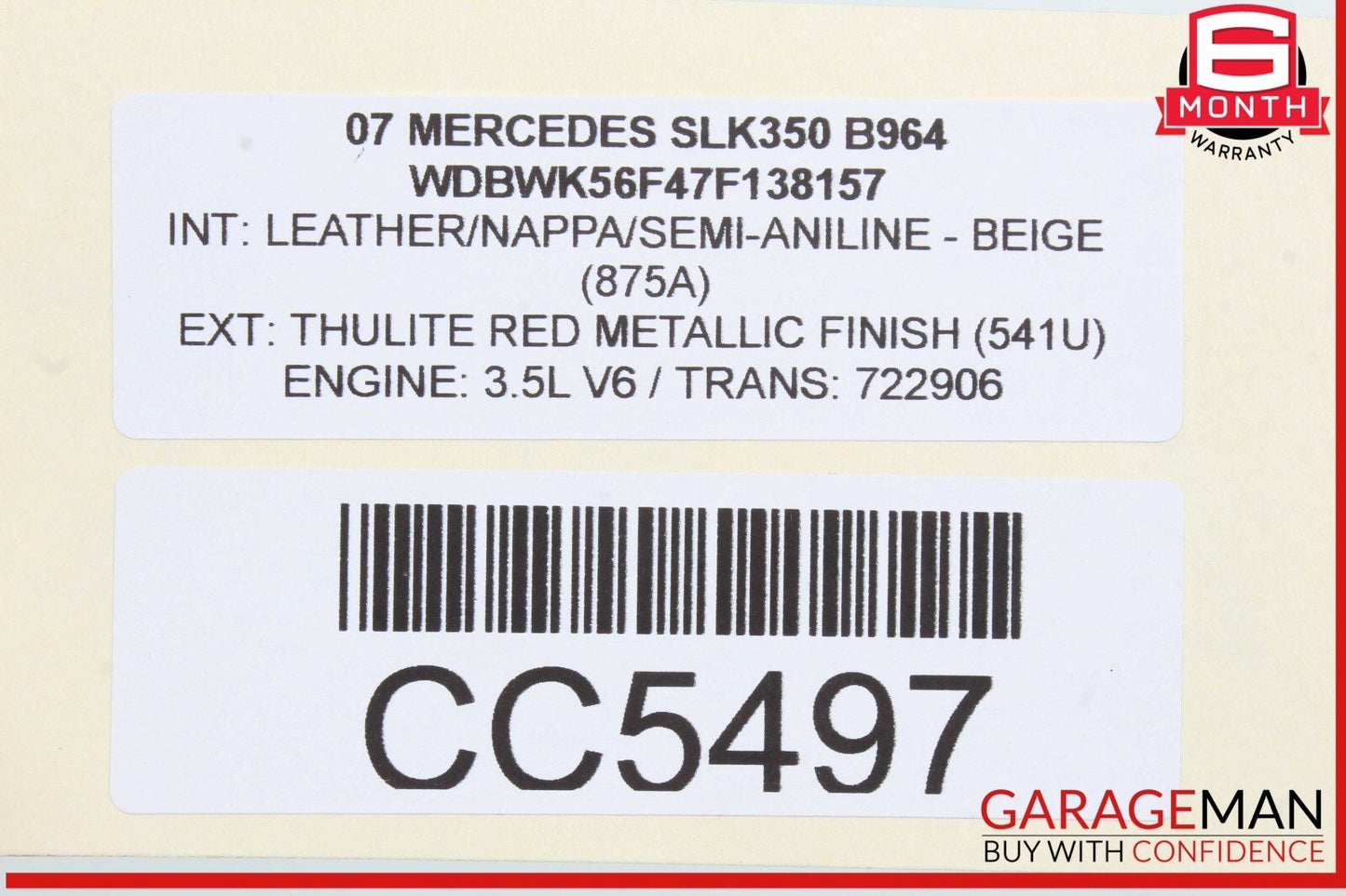 05-11 Mercedes R171 SLK350 Front Left Side Interior Door Panel Cover Assembly
