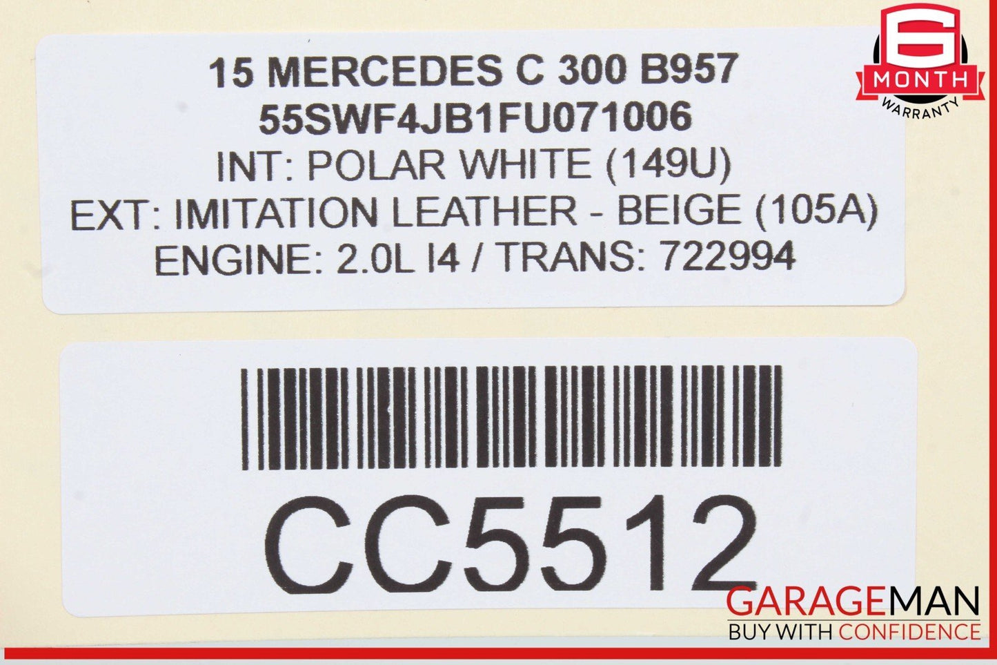15-20 Mercedes W205 C300 Front Left or Right Side Top Upper Seat Cushion Cover