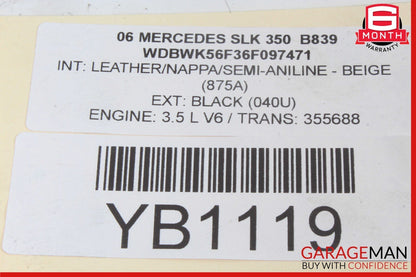 05-11 Mercedes R171 SLK350 E350 CLK350 Engine Upper Oil Sump Baffle Pan OEM