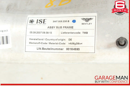 07-11 Bentley Continental GTC Rear Subframe Crossmember Cross Member OEM