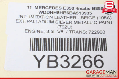 10-16 Mercedes W212 E350 E250 Front Overhead Dome Light Lamp 2129064601 OEM