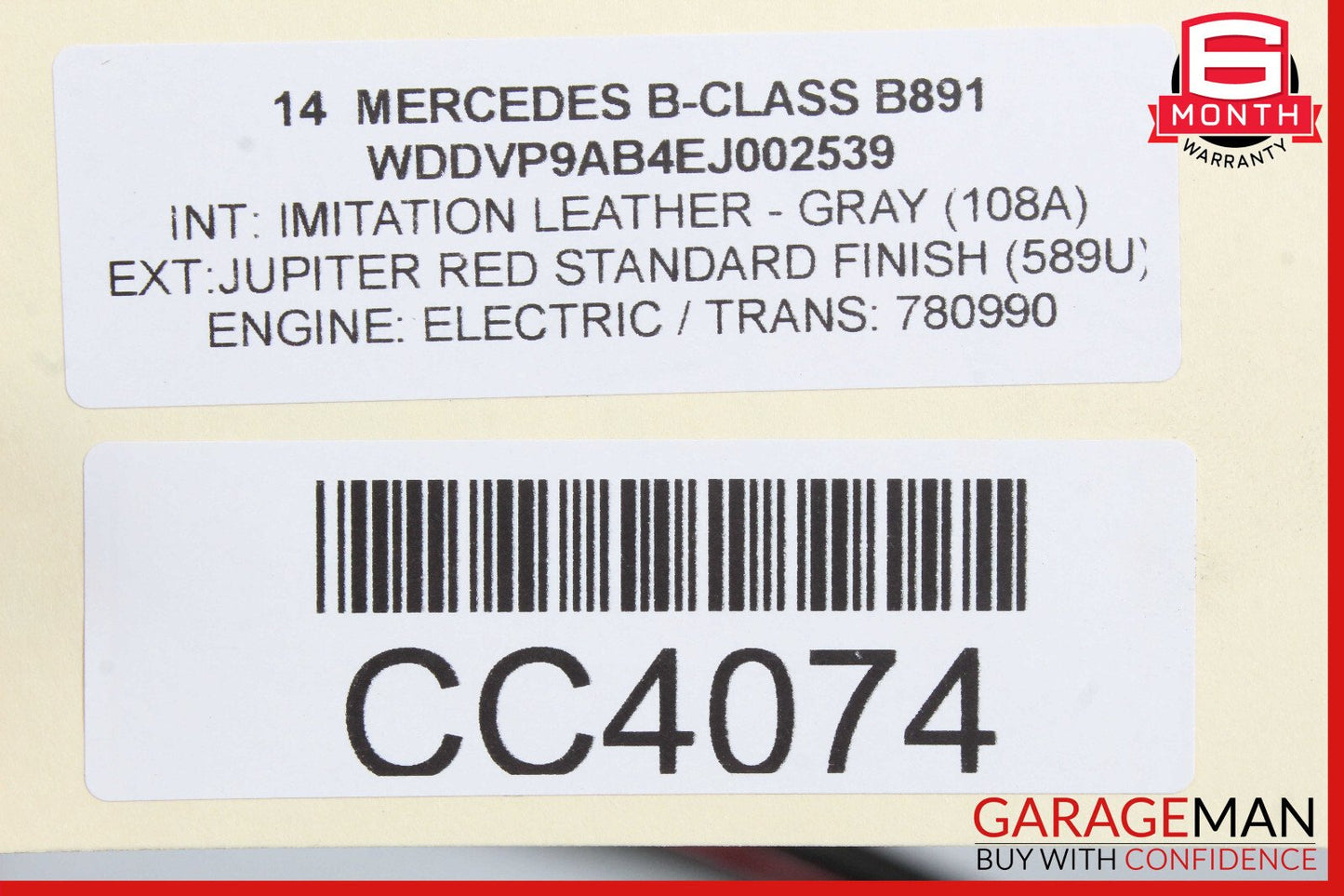 12-19 Mercedes W242 W246 B-Class Front Left Driver Side Door Shell Red OEM