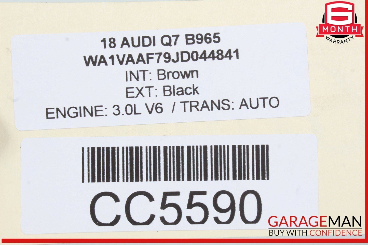 17-19 Audi Q7 Front Right Passenger Side Door Shell Black OEM