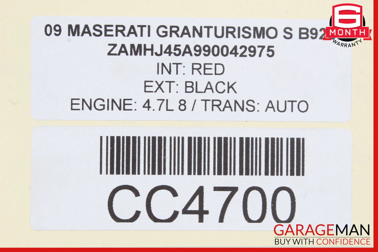 08-14 Maserati GranTurismo M145 Right Side Door Shell Frame Panel OEM