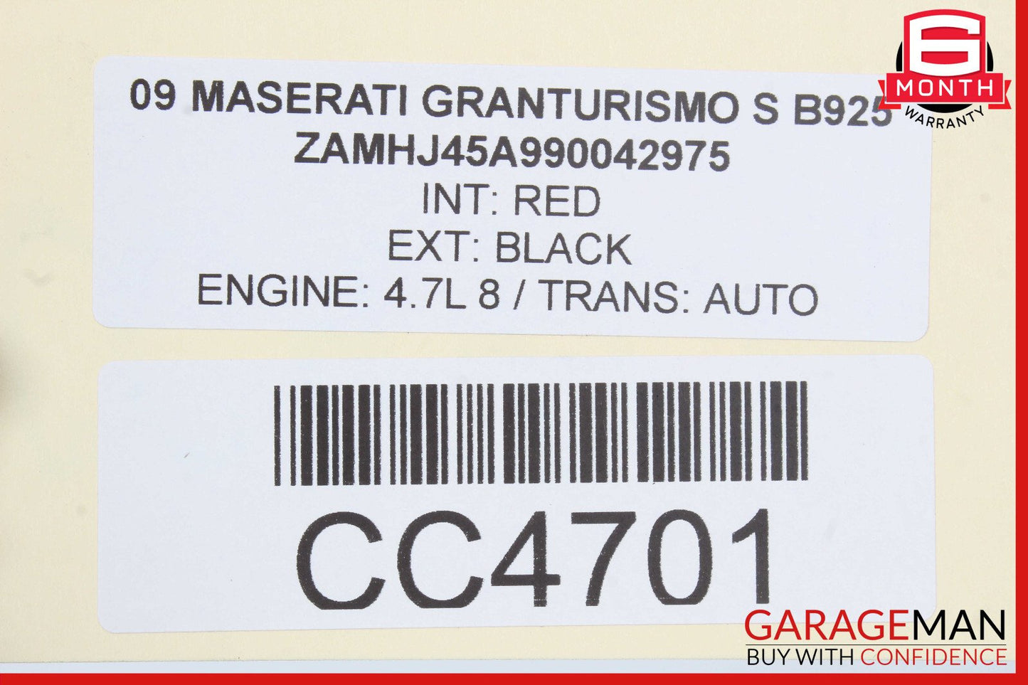 08-14 Maserati GranTurismo M145 Left Side Door Shell Frame Panel OEM