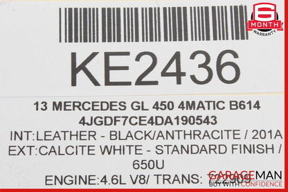 12-16 Mercedes X166 GL450 ML400 Sun Visor Sunvisor Right Passenger Side Gray OEM