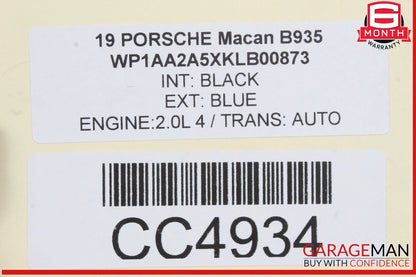 15-24 Porsche Macan 95B Panoramic Roof Glass Frame Black OEM