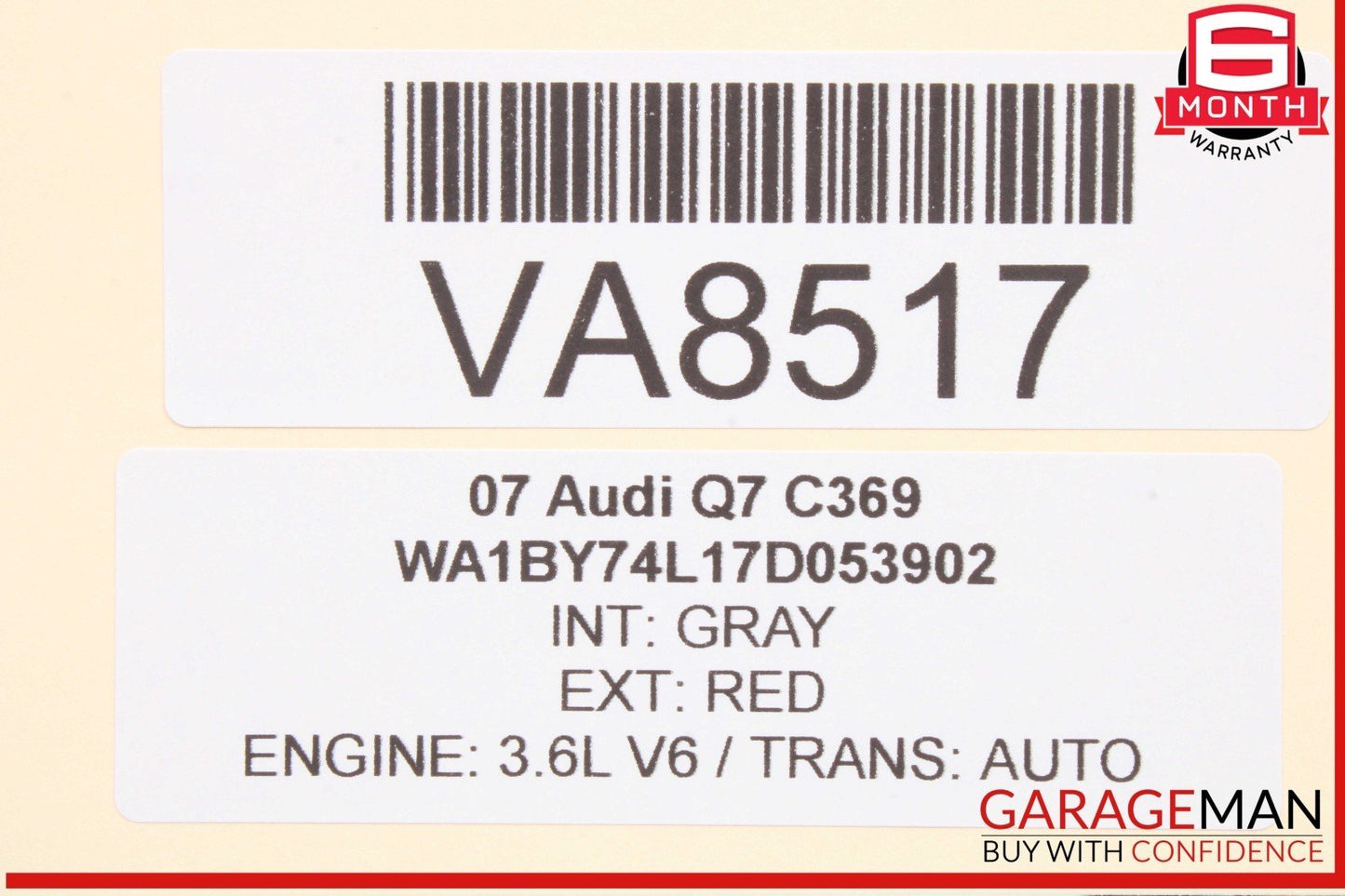 07-15 Audi Q7 Rear Left Driver Side Window Regulator 4L0839461A OEM