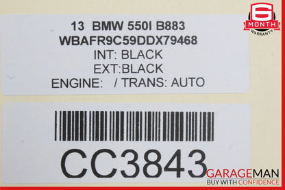 11-16 BMW 550i 535i 528i Rear Left Driver Side Door Shell Panel Black OEM