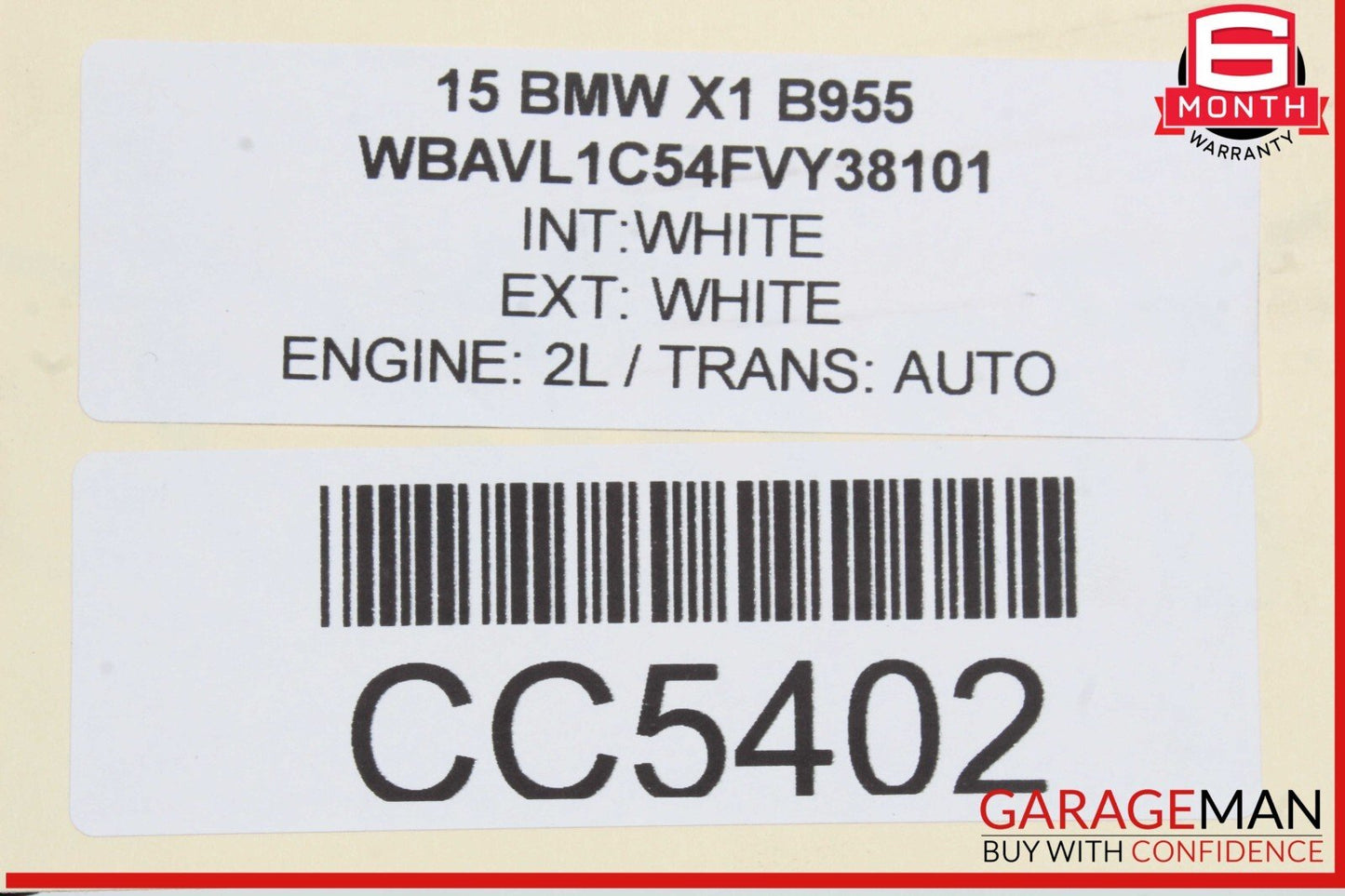 12-15 BMW X1 Rear Left Driver Side Door Shell White OEM