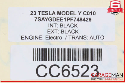 17-23 Tesla Model Y 3 Front Right Passenger Seat Lower Cushion Black OEM
