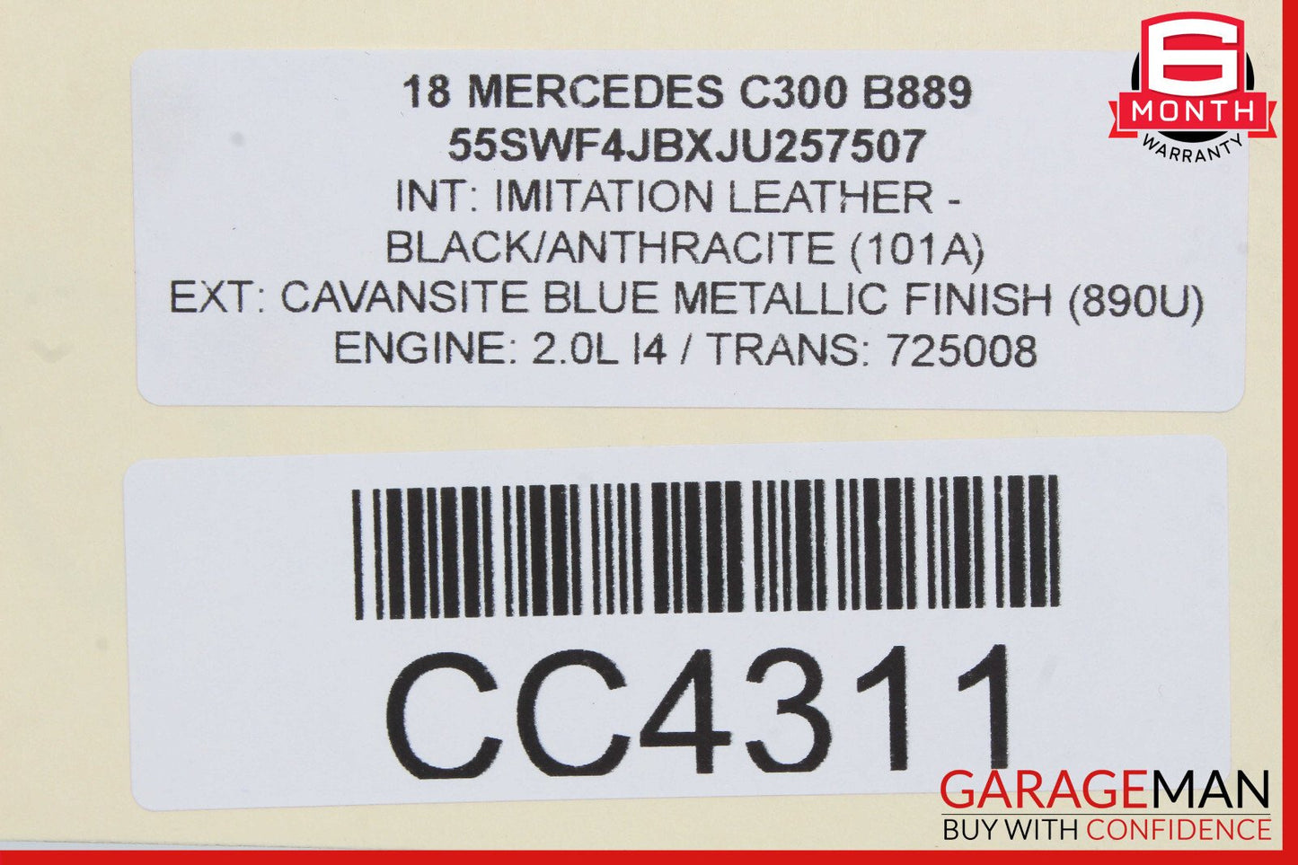 15-20 Mercedes W205 C300 Sedan Rear Left Exterior Door Shell Assembly