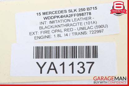 12-16 Mercedes R172 SLK250 SLK350 SLK55 AMG Rear Fuse Relay Box Module Assy OEM