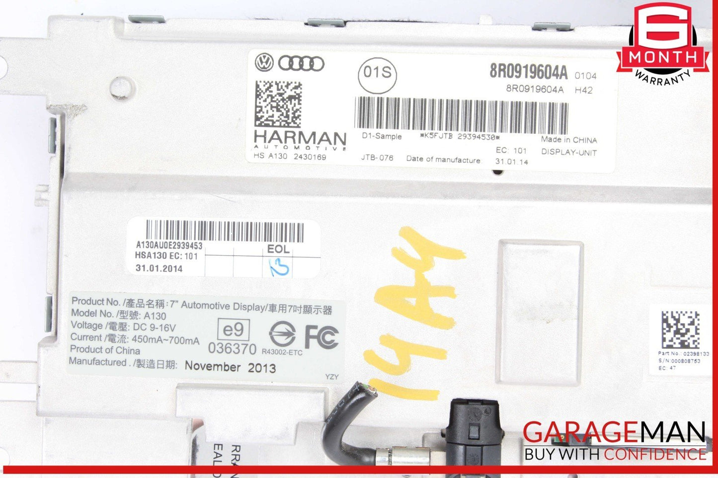 13-16 Audi A4 Front Dash Info Navigation Audio Radio LCD Display Screen Monitor