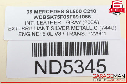 03-08 Mercedes R230 SL500 Rear Left Seat Belt Retractor Luggage w/ Speaker OEM