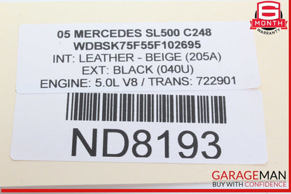 03-08 Mercedes R230 SL500 Rear Right Seat Belt Retractor Luggage w/ Speaker OEM