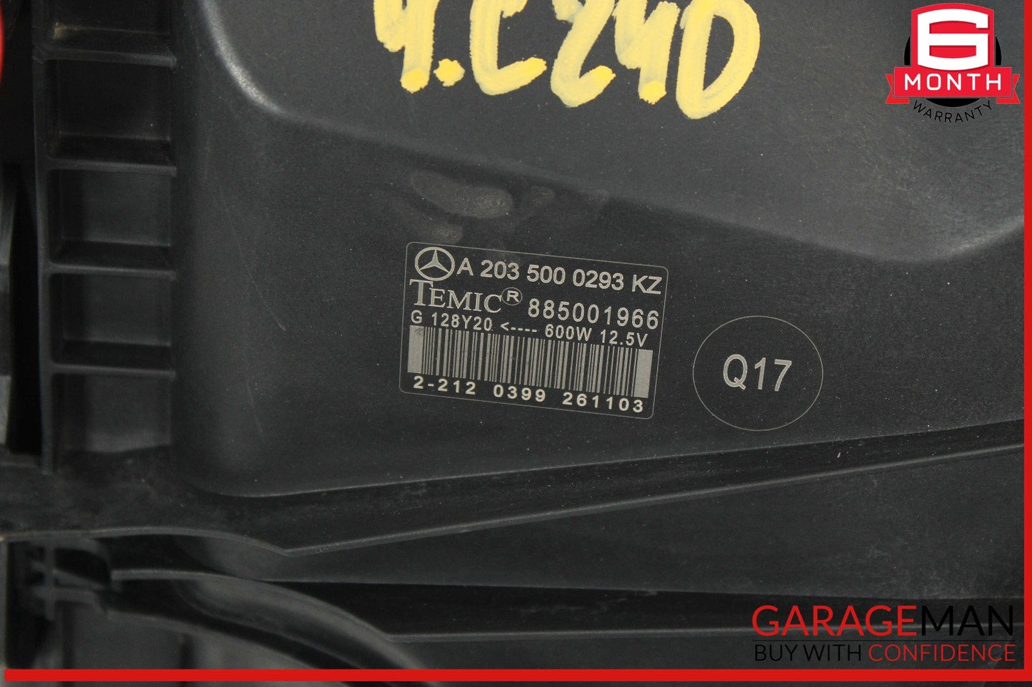 01-05 Mercedes W203 C240 Engine Cooling Radiator Fan Shroud Motor A/C Condenser