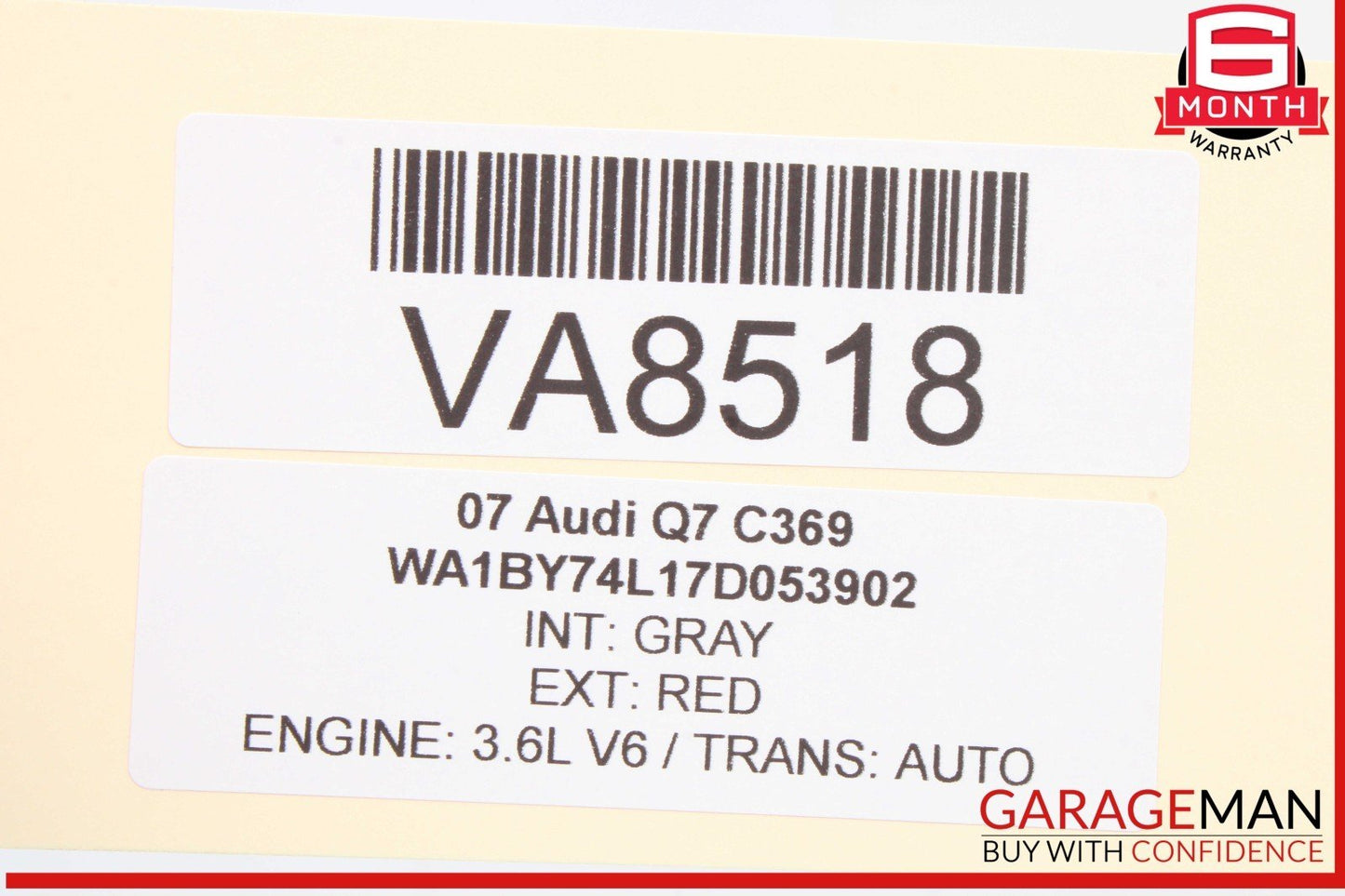 07-15 Audi Q7 Front Left Driver Side Window Regulator 4L0837461A OEM