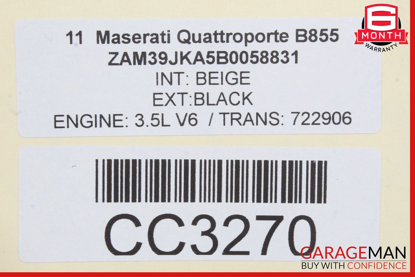 03-13 Maserati Quattroporte M139 Rear Right Passenger Side Door Shell OEM
