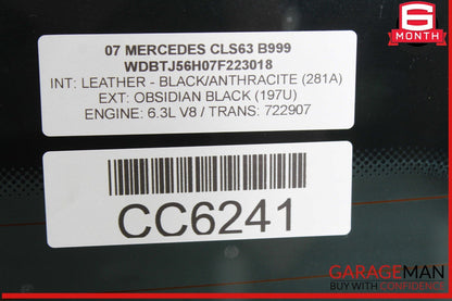 06-11 Mercedes W219 CLS63 AMG Rear Windshield Wind Shield Window Glass Tinted