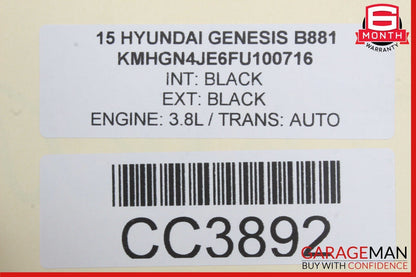 15-16 HYUNDAI GENESIS REAR LOWER BACK SEAT CUSHION COVER BLACK OEM