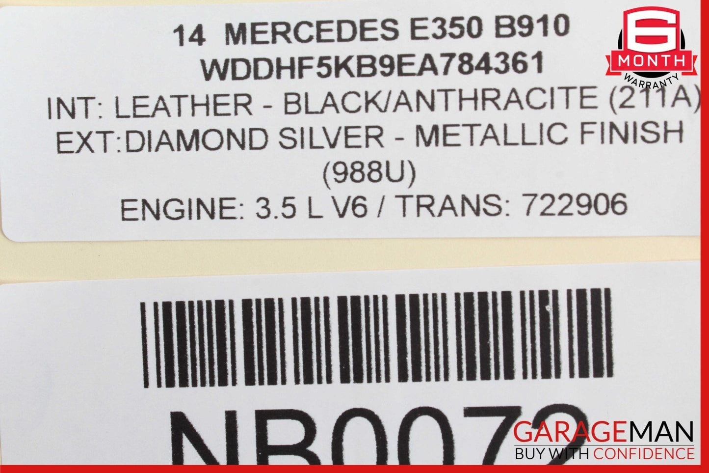 14-16 Mercedes W212 E350 E550 Rear Left Side Inner Tail Light Lamp OEM