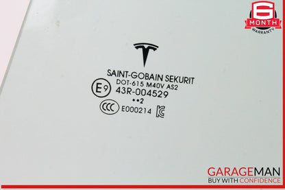 17-23 Tesla Model 3 Rear Left Driver Side Door Window Glass 43R004529 OEM