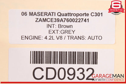 03-13 Maserati Quattroporte M139 Rear Right Side Interior Door Panel OEM