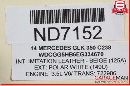 10-15 Mercedes X204 GLK350 GLK250 Rear Left Side Exterior Door Shell OEM
