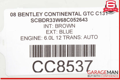 03-10 Bentley Continental GTC Rear Bumper Cover Assembly OEM