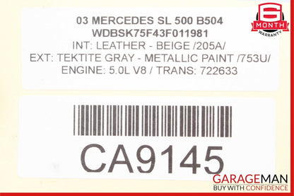 03-06 Mercedes R230 SL500 SL55 AMG Front Right Side Spindle Knuckle Hub RWD